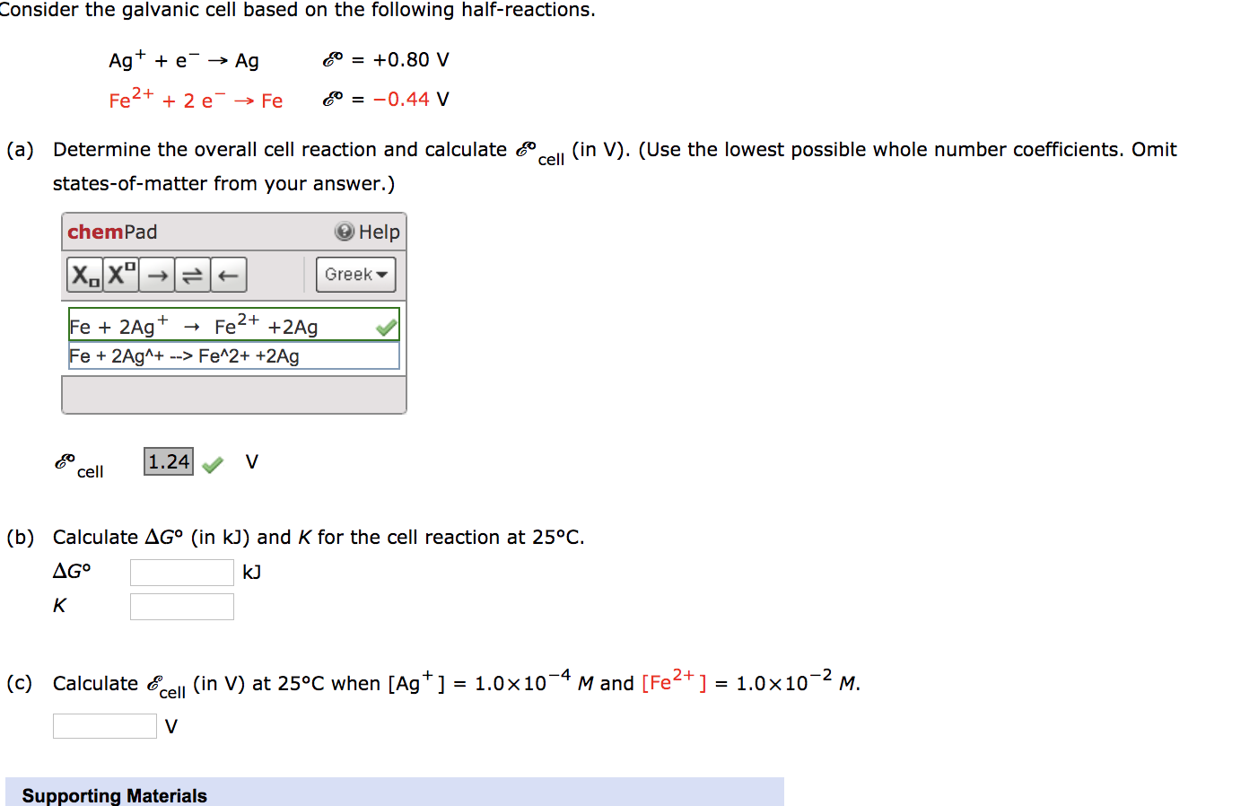 Solved Consider the galvanic cell based on the following