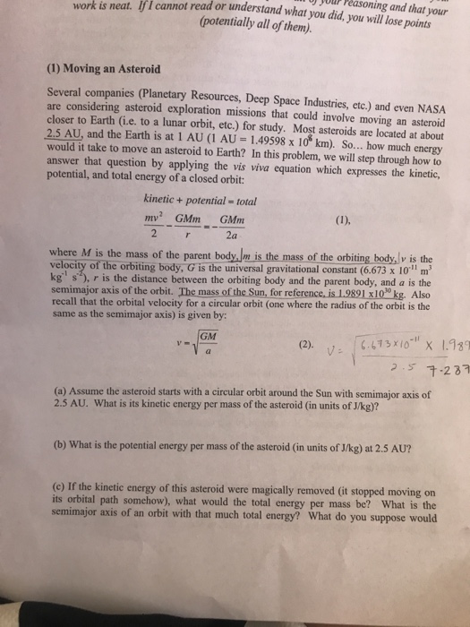 Solved These questions are on moving an asteroid closer to | Chegg.com