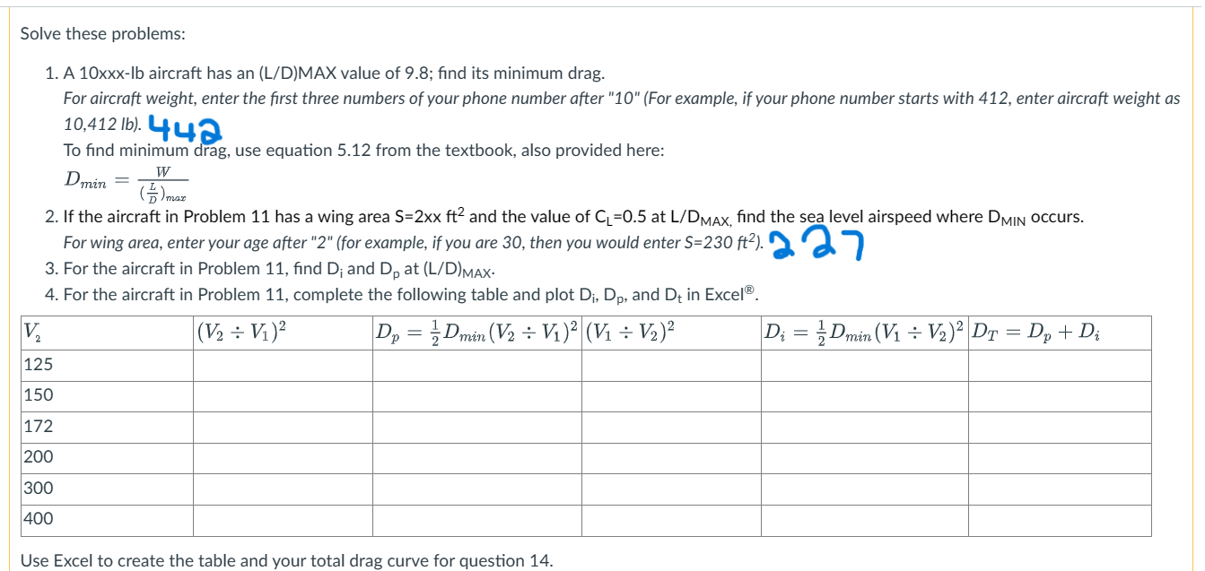 1. A 10xxx-lb Aircraft Has An (L/D)MAX Value Of 9.8; | Chegg.com