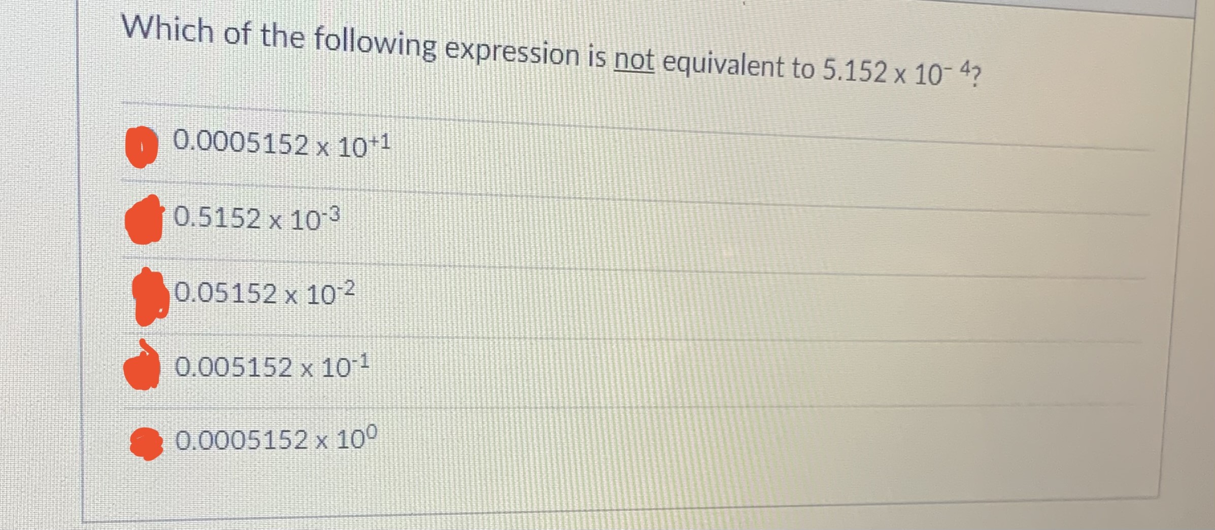 Solved Which of the following expression is not equivalent | Chegg.com