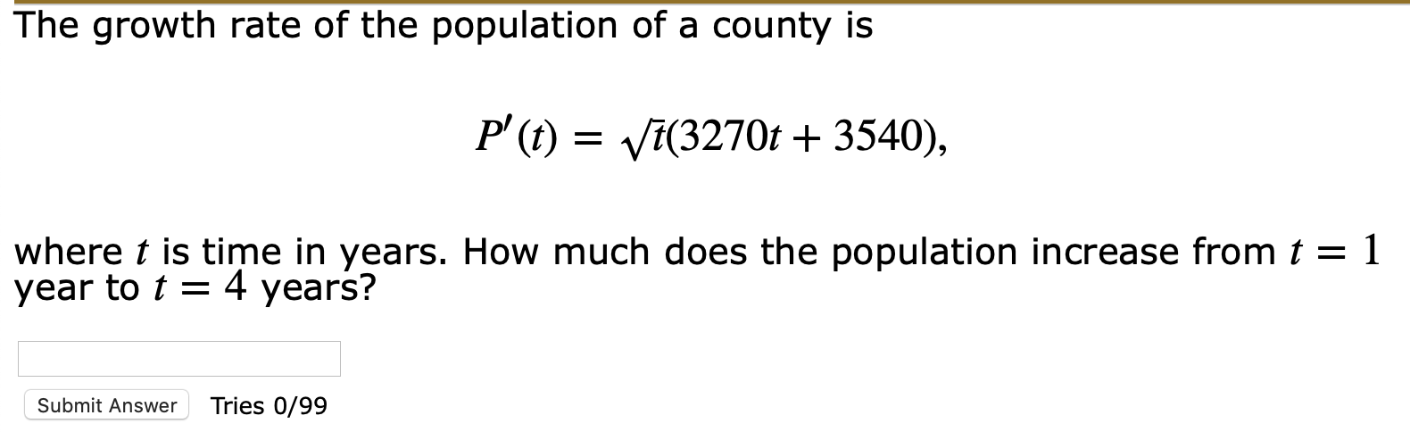 Solved The growth rate of the population of a county is | Chegg.com