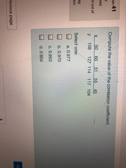 Solved on 41 Compute the value of the correlation | Chegg.com