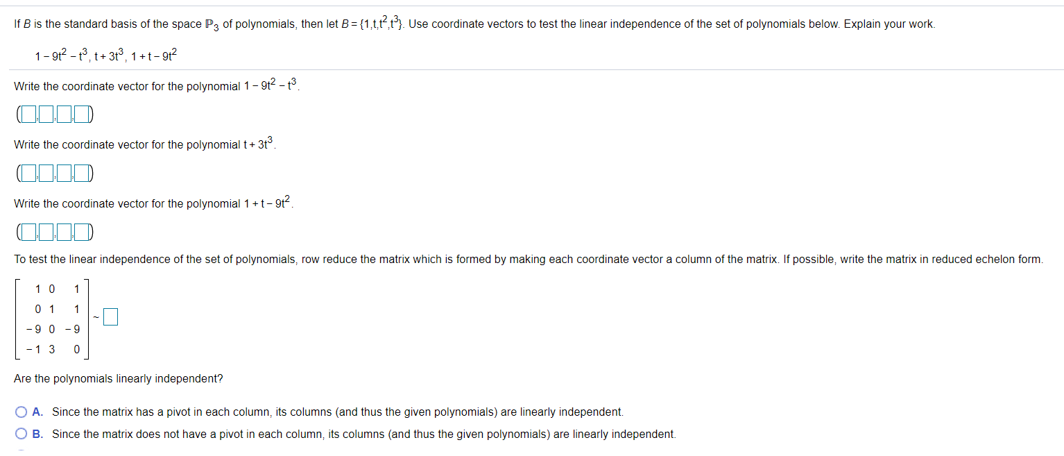 Solved If B is the standard basis of the space P3 of