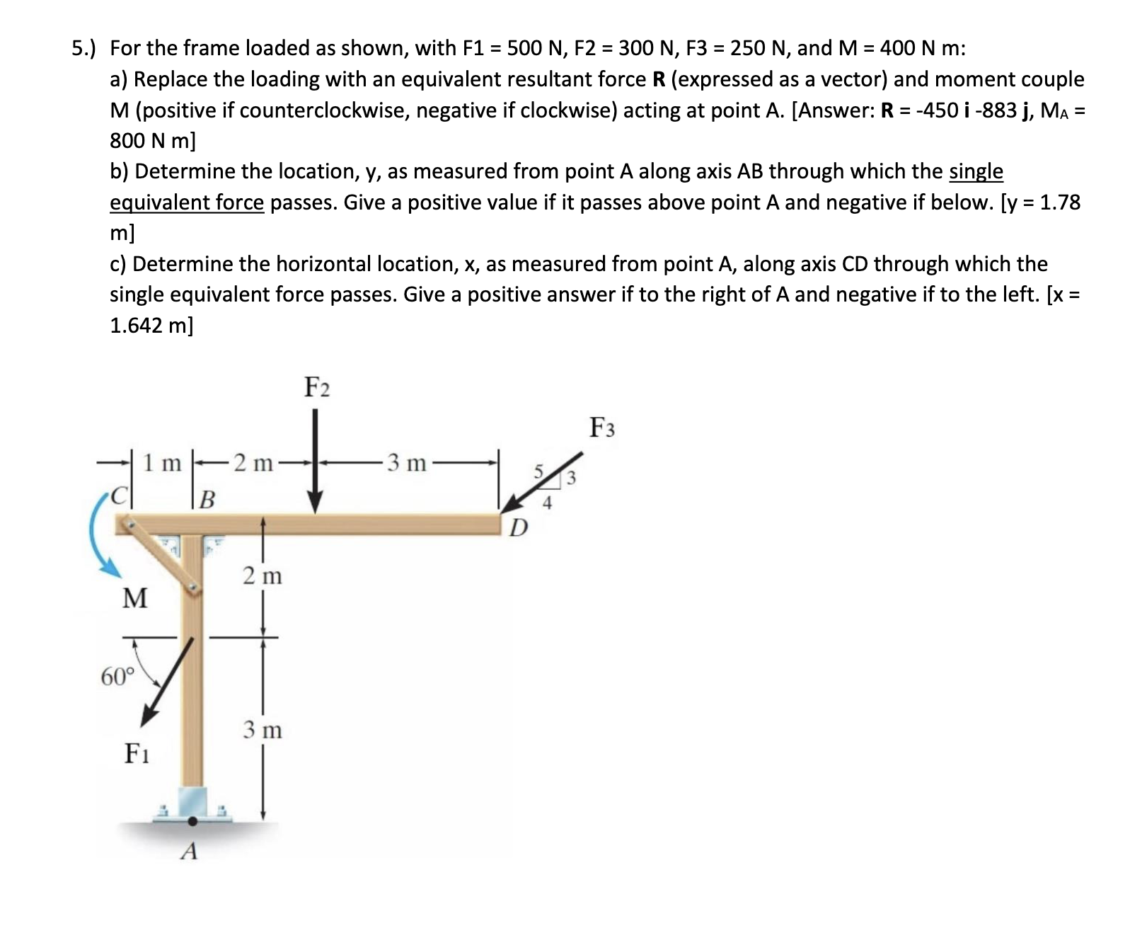 Solved 5.) ﻿For the frame loaded as shown, with | Chegg.com