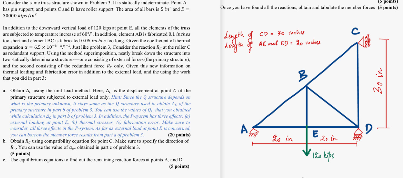 Solved Consider the same truss structure shown in ﻿Problem | Chegg.com