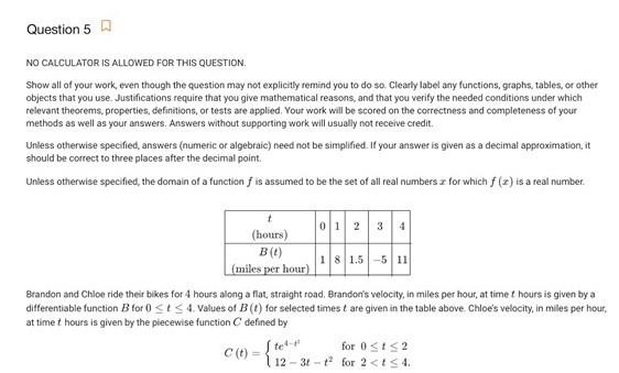 Solved Question 5 NO CALCULATOR IS ALLOWED FOR THIS QUESTION | Chegg.com