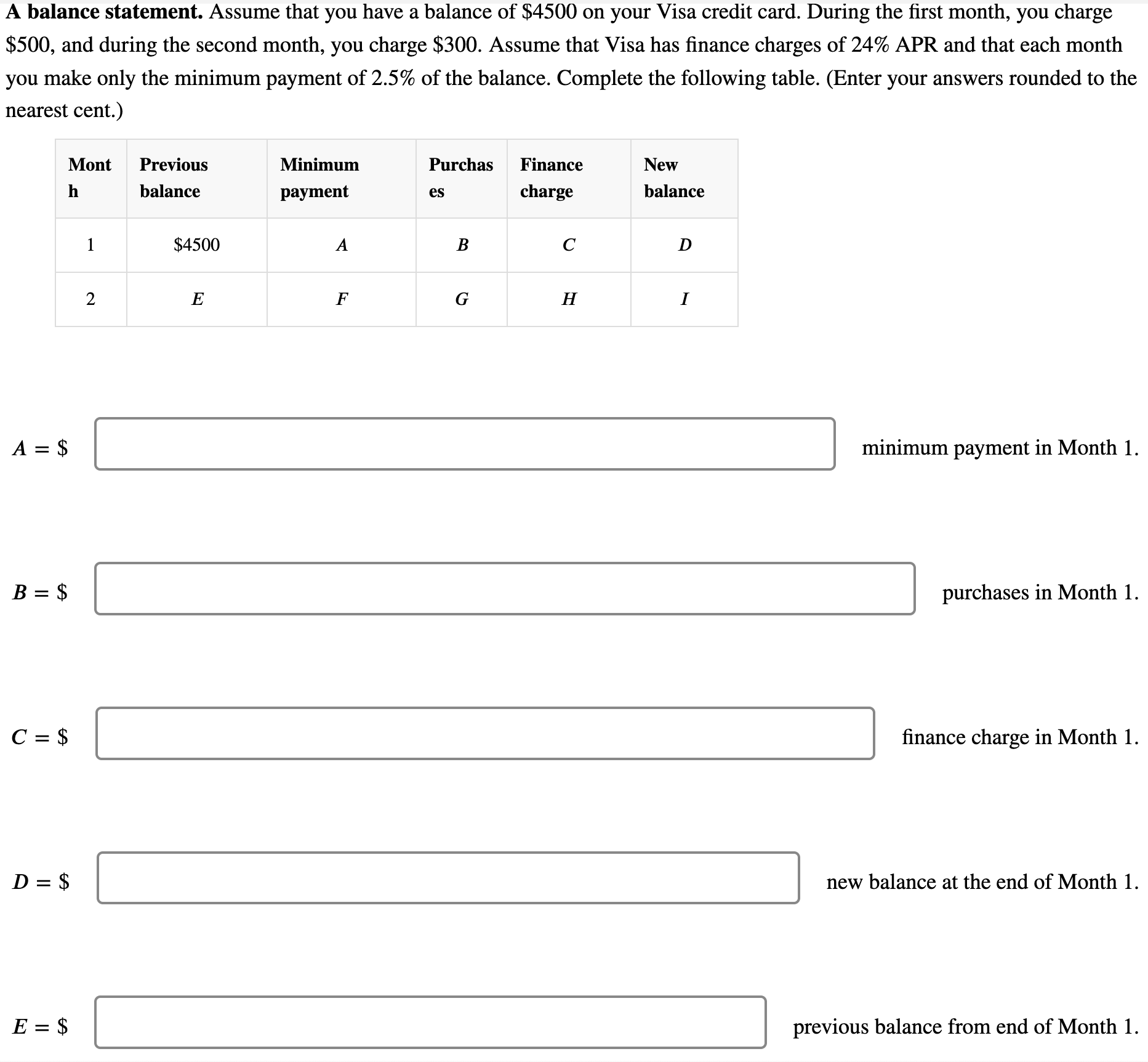 Solved A balance statement. Assume that you have a balance | Chegg.com