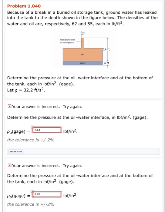 Solved Problem 1.040 Because of a break in a buried oil