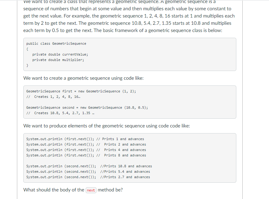 Solved we want to create a class that represents a geometric | Chegg.com