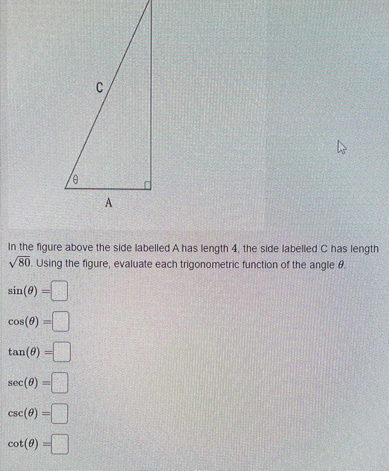 Solved In the figure above the side labelled A has length 4 | Chegg.com