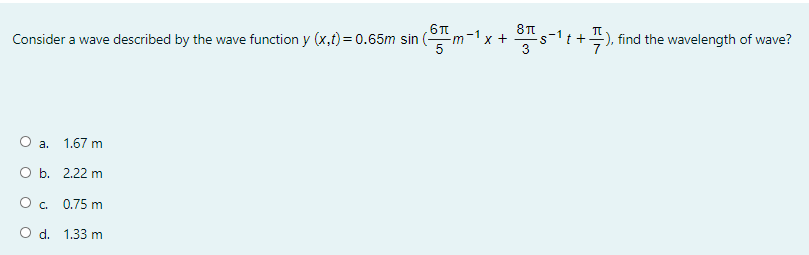 Solved Consider a wave described by the wave function y | Chegg.com