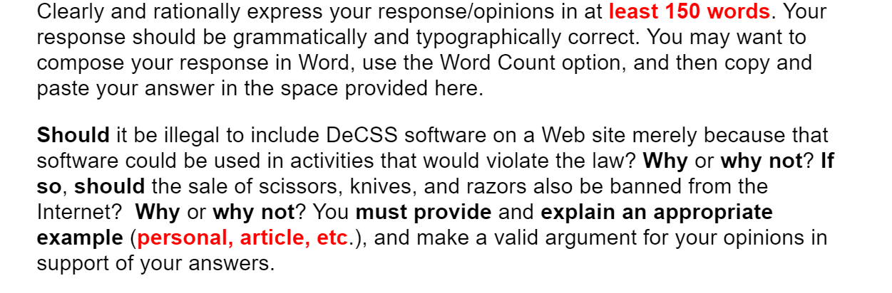 Solved Clearly and rationally express your response/opinions | Chegg.com