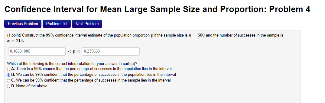 Solved Confidence Interval for Mean Large Sample Size and | Chegg.com