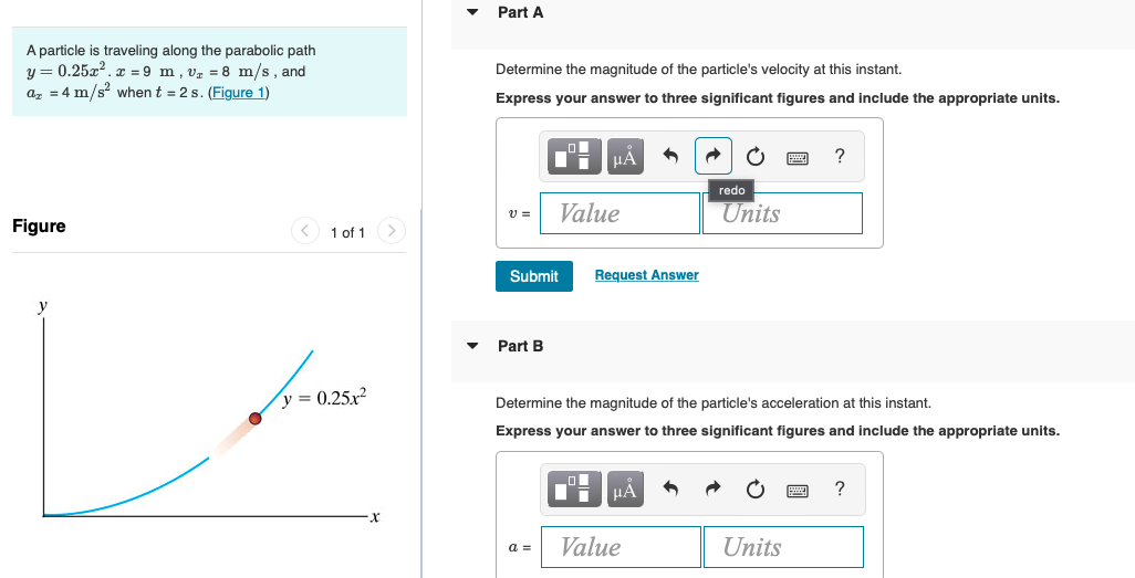 Solved A particle is traveling along the parabolic path | Chegg.com