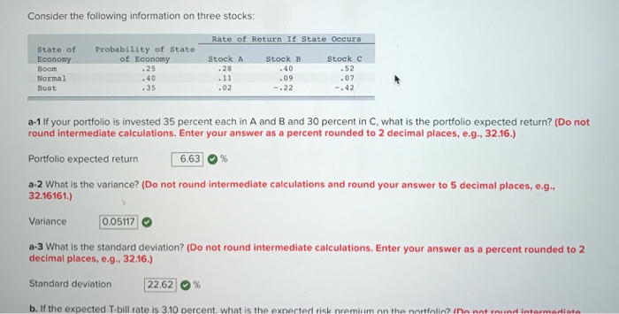 Solved Consider The Following Information On Three Stocks: | Chegg.com