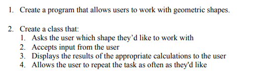 Solved 1. Create a program that allows users to work with | Chegg.com