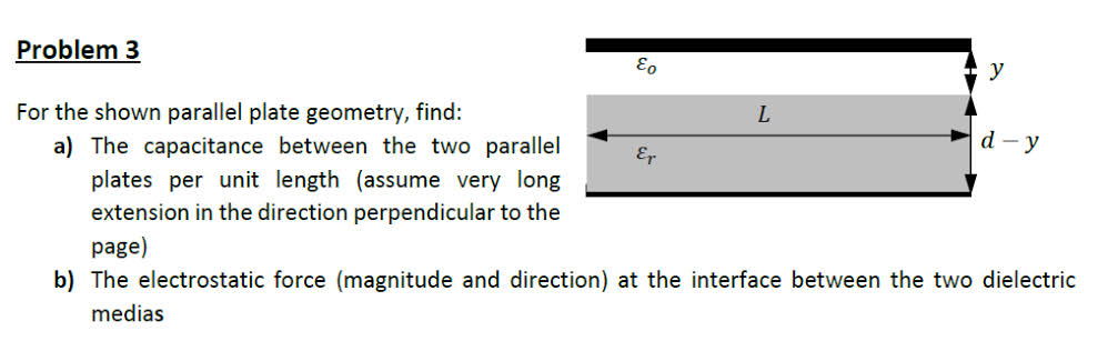 Solved Problem 3For the shown parallel plate geometry, | Chegg.com
