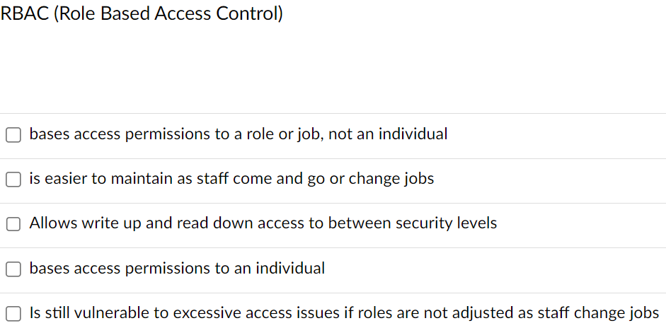 Solved RBAC (Role Based Access Control) bases access | Chegg.com