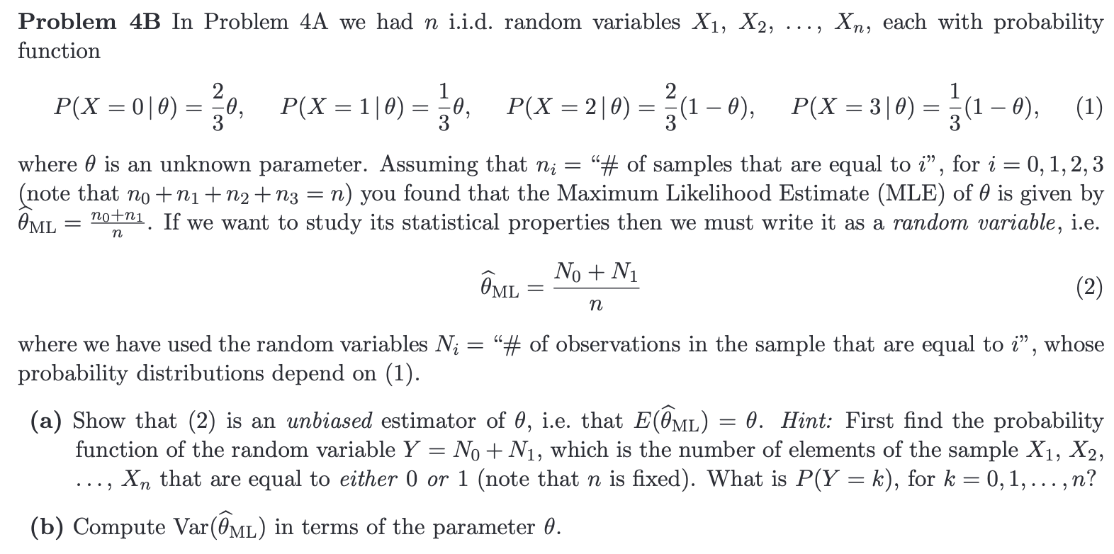 Solved Problem 4B In Problem 4 A We Had N I.i.d. Random | Chegg.com