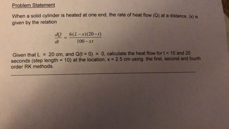 Solved Problem Statement When a solid cylinder is heated at | Chegg.com