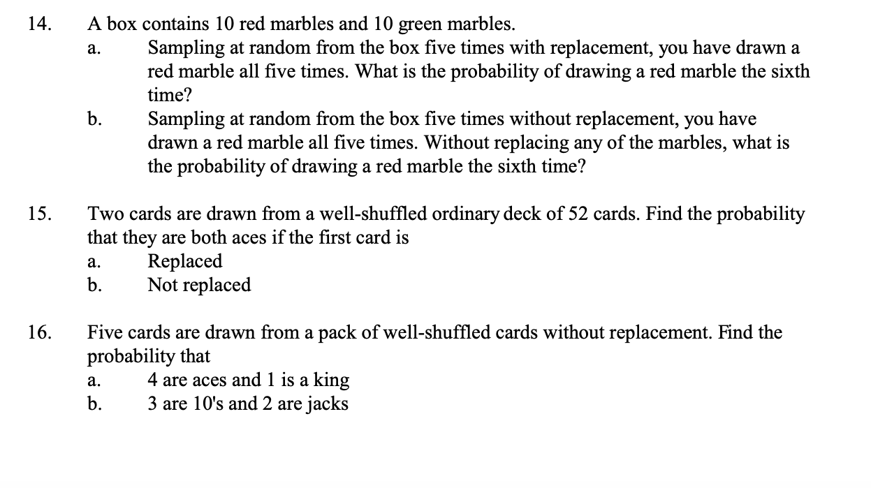 Solved 14. a. A box contains 10 red marbles and 10 green | Chegg.com