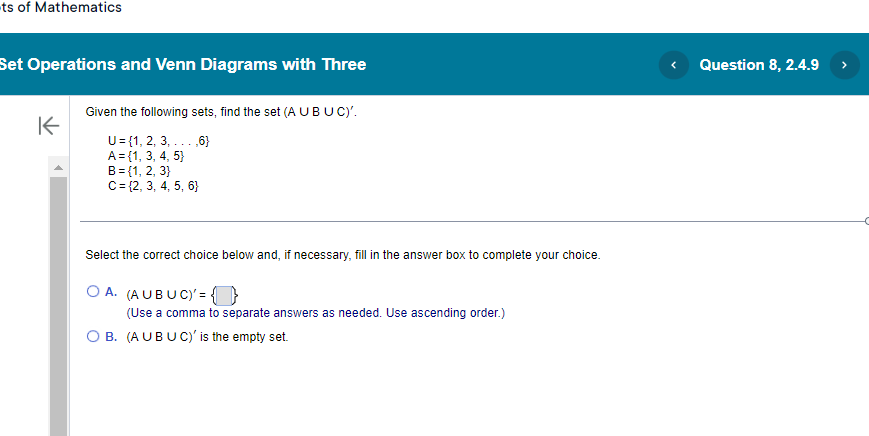 Solved ts of Mathematics Set Operations and Venn Diagrams | Chegg.com