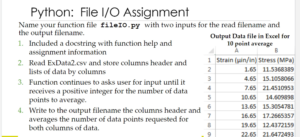 Python: File I/O Assignment Name your function file | Chegg.com