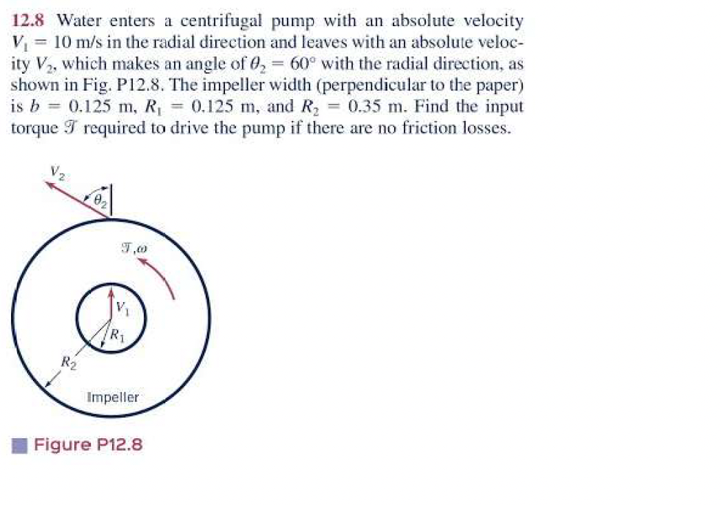 Solved 12.8 Water enters a centrifugal pump with an absolute