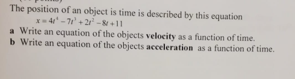 Solved The position of an object is time is described by | Chegg.com