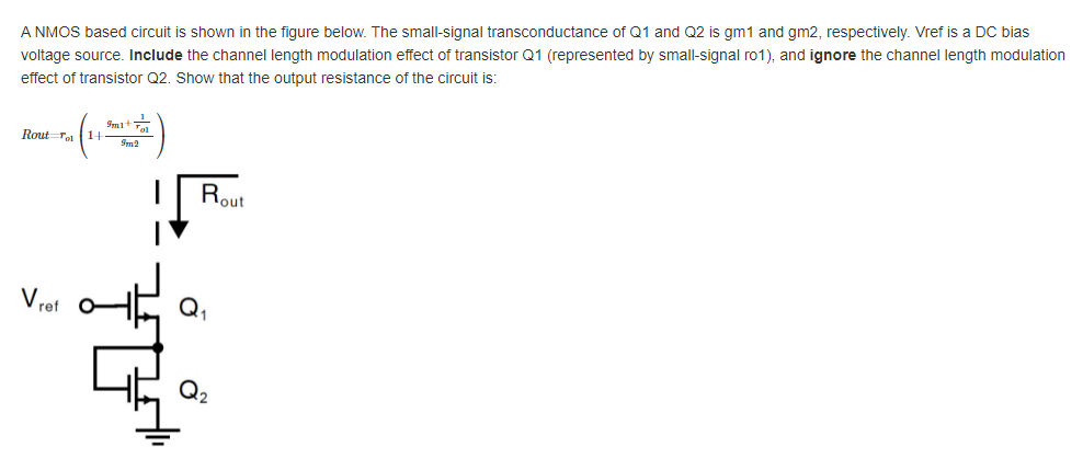 Solved A NMOS based circuit is shown in the figure below. | Chegg.com