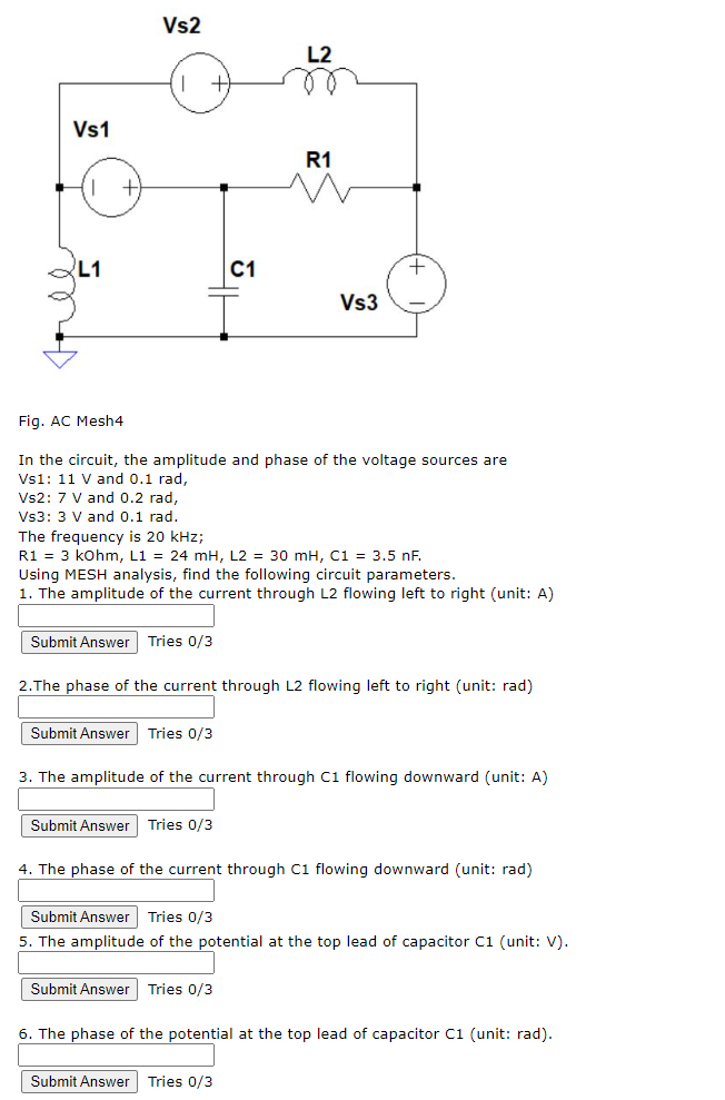 Solved In the circuit, the amplitude and phase of the | Chegg.com