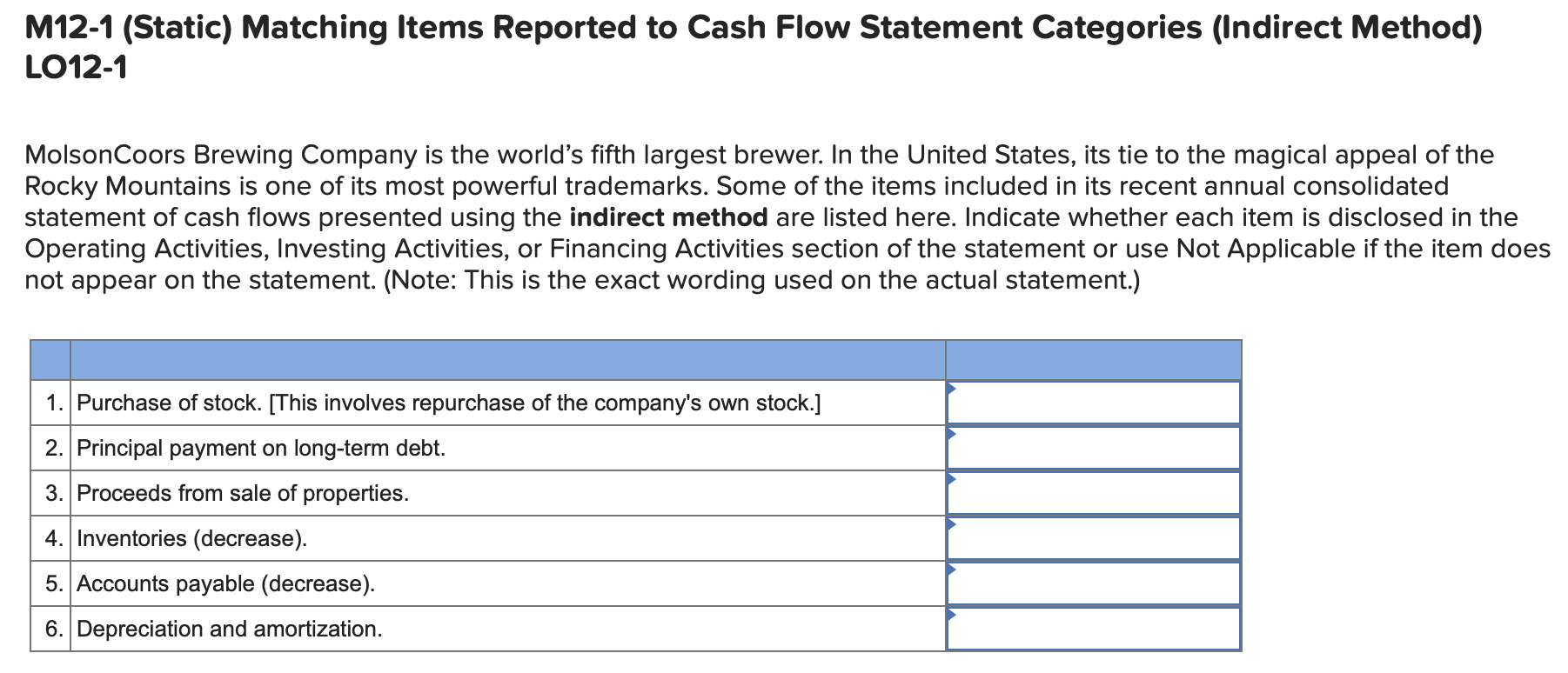 Solved M12 1 Static Matching Items Reported To Cash Flow 8438