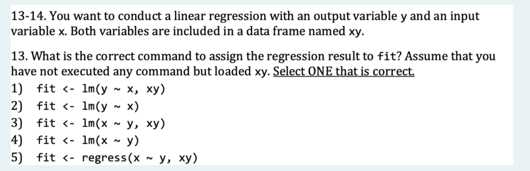 Solved 13-14. You want to conduct a linear regression with | Chegg.com