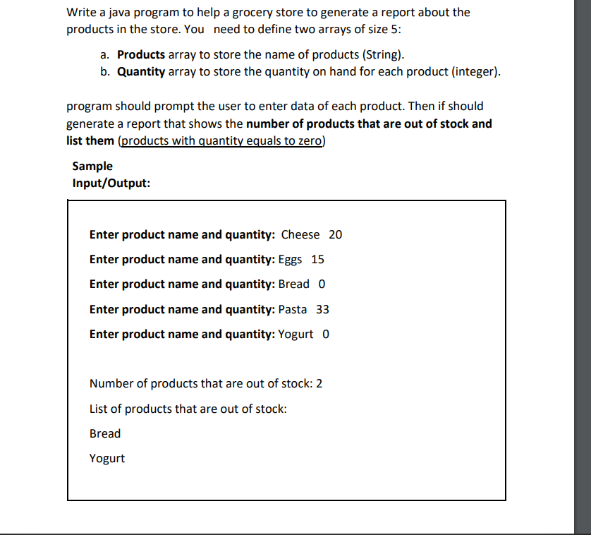 Solved Write A Java Program To Help A Grocery Store To | Chegg.com