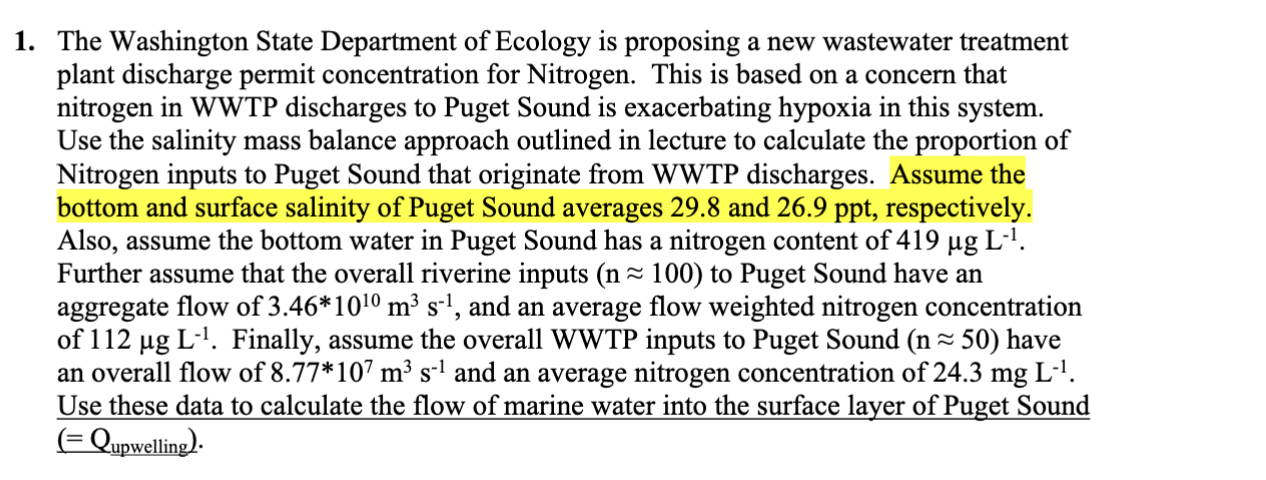 Solved The Washington State Department Of Ecology Is | Chegg.com