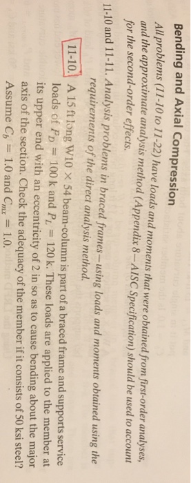 Solved Bending and Axial Compression All problems (11-10 to | Chegg.com