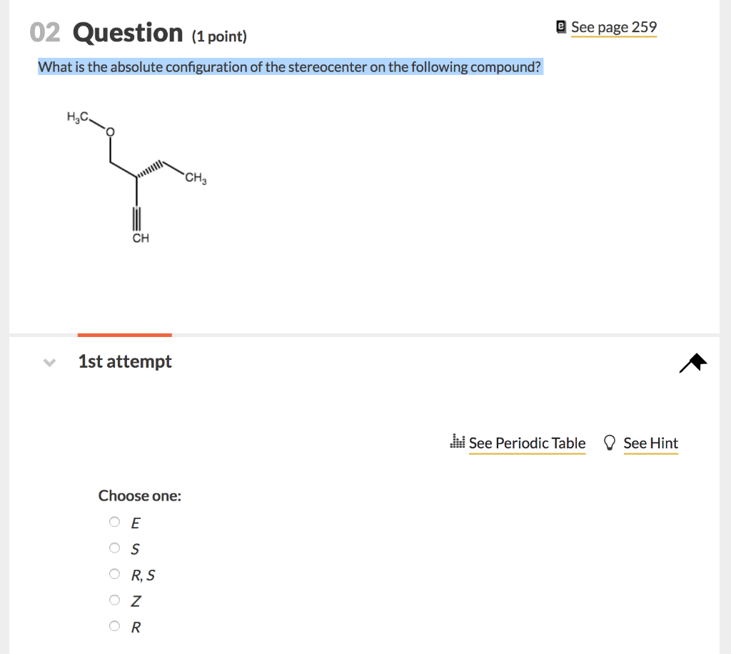 Solved 02 Question (1 point) e See page 259 What is the | Chegg.com