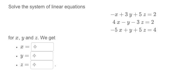 Solved Solve the system of linear equations -2 +3 y + 5z = 2 | Chegg.com