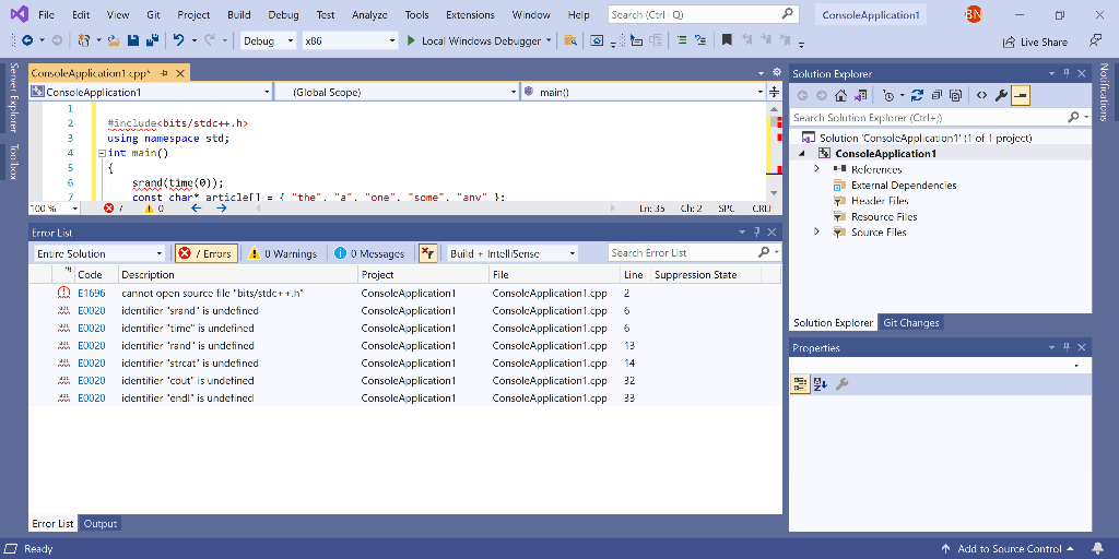 Solved Make this code be executable in Visual Studio | Chegg.com