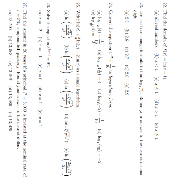 Solved 22 Find The Domain Of F X In X 1 A All Real