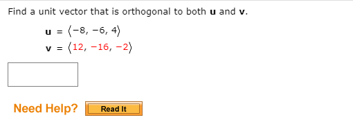 Solved Find A Unit Vector That Is Orthogonal To Both U And | Chegg.com