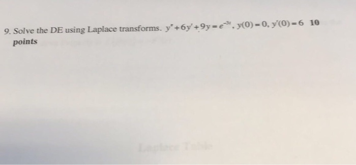 Solved 9 Solve The De Using Laplace Transforms Y 6y 9y E