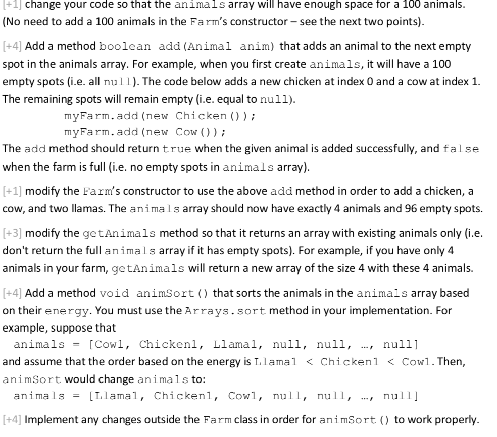 Solved +1 change your code so that the animals array will | Chegg.com