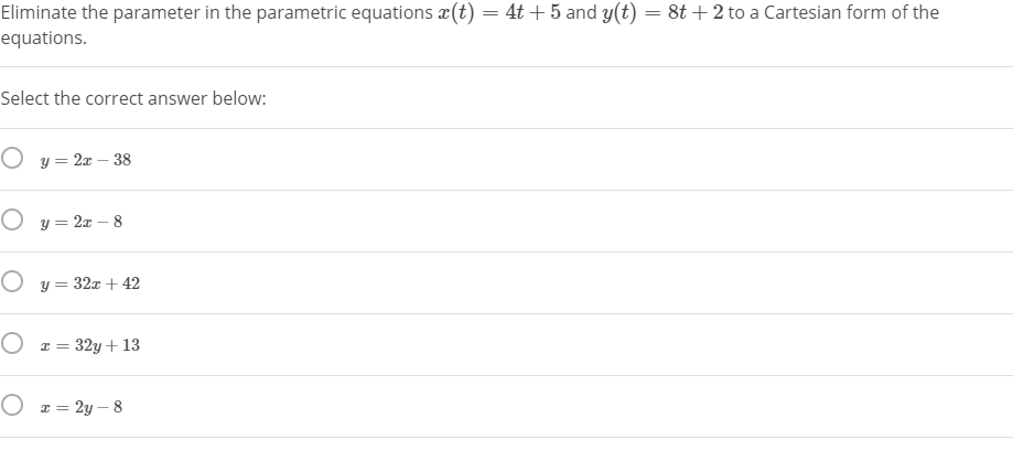 solved-eliminate-the-parameter-in-the-parametric-equations-chegg