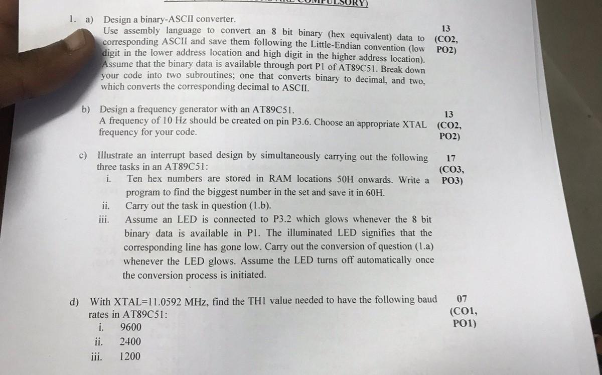 Solved 1. a) Design a binary-ASCII converter. Use assembly | Chegg.com