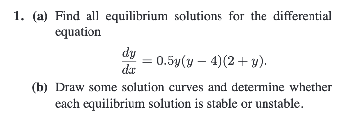 Solved (a) Find All Equilibrium Solutions For The | Chegg.com