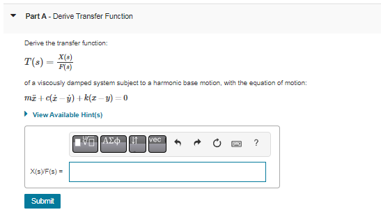 Solved Part A - Derive Transfer Function Derive the transfer | Chegg.com