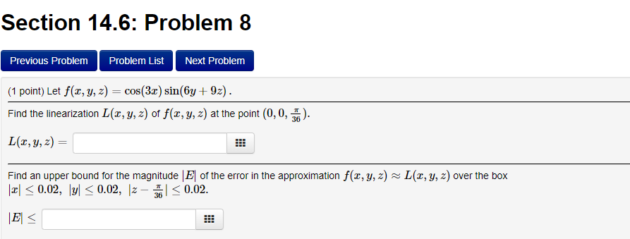 Solved Section 14.6: Problem 8 Previous Problem Problem List | Chegg.com