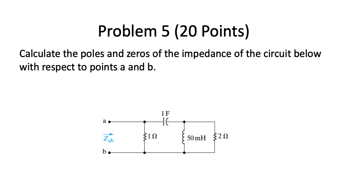 Solved Problem 5 (20 Points) Calculate the poles and zeros | Chegg.com
