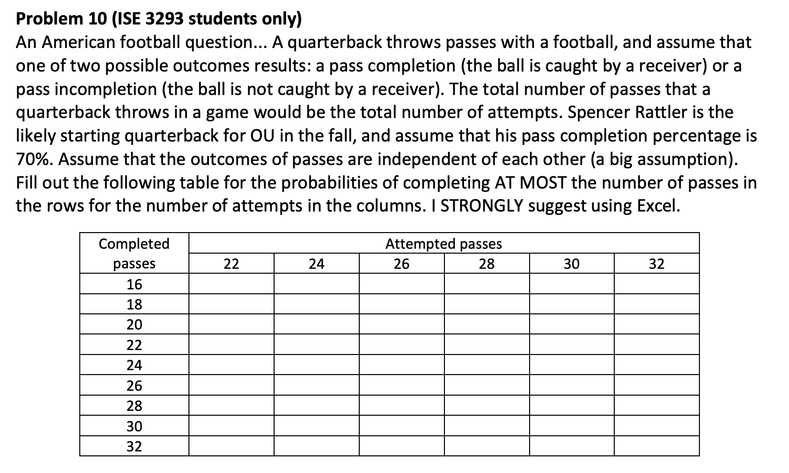 Solved Problem 10 (ISE 3293 students only) An American